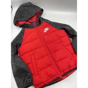 NIKE Boys Full Zip Hooded Jacket Size 3T Red Gray Black White NWOT